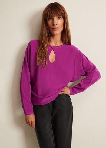 Phase Eight Letina Slinky Keyhole Knitwear Purple Canada | ZNLUKF-216